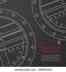 Vector technical blueprint of mechanism. Engineer illustration