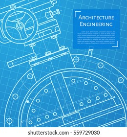 Vector technical blueprint of mechanism. Engineer illustration