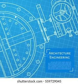 Vector technical blueprint of mechanism. Engineer illustration