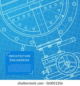 Vector technical blueprint of mechanism. Engineer illustration