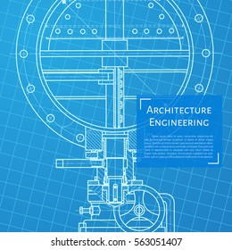 Vector technical blueprint of mechanism. Engineer illustration