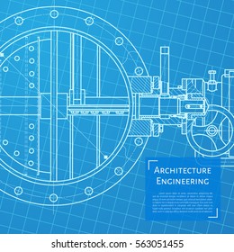 Vector technical blueprint of mechanism. Engineer illustration