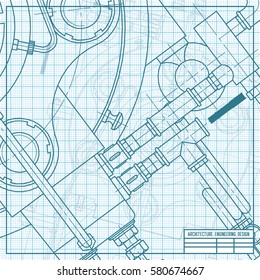 Vector technical blueprint of mechanism. Engineer illustration