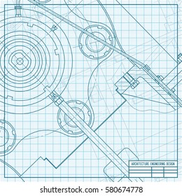 Vector technical blueprint of mechanism. Engineer illustration