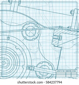 Vector technical blueprint of mechanism. Engineer illustration