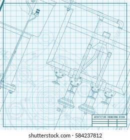 Vector technical blueprint of mechanism. Engineer illustration