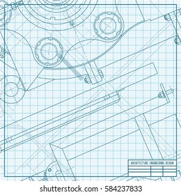 Vector technical blueprint of mechanism. Engineer illustration
