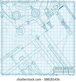 Vector technical blueprint of mechanism. Engineer illustration