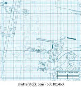 Vector technical blueprint of mechanism. Engineer illustration