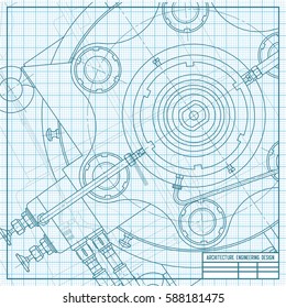 Vector technical blueprint of mechanism. Engineer illustration