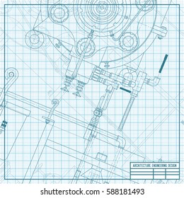 Vector technical blueprint of mechanism. Engineer illustration