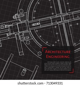 Vector technical blueprint of mechanism. Engineer illustration