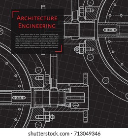 Vector technical blueprint of mechanism. Engineer illustration
