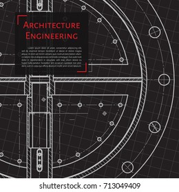 Vector technical blueprint of mechanism. Engineer illustration