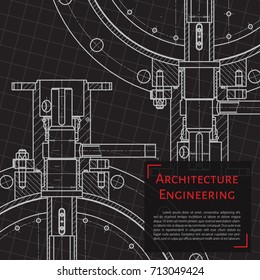 Vector technical blueprint of mechanism. Engineer illustration