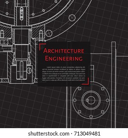 Vector technical blueprint of mechanism. Engineer illustration