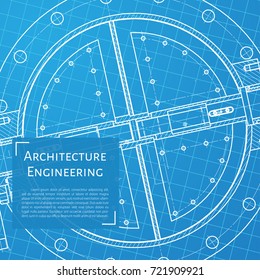 Vector technical blueprint of mechanism. Engineer illustration
