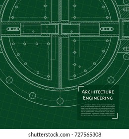 Vector technical blueprint of mechanism. Engineer illustration