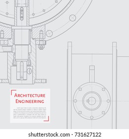 Vector technical blueprint of mechanism. Engineer illustration