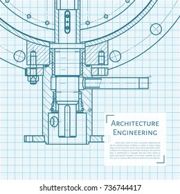 Vector technical blueprint of mechanism. Engineer illustration