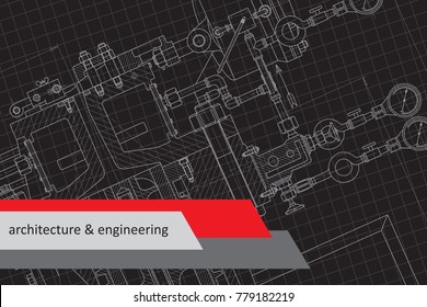 Vector technical blueprint of mechanism. Engineer illustration. Architect background