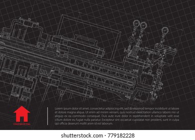 Vector technical blueprint of mechanism. Engineer illustration. Architect background
