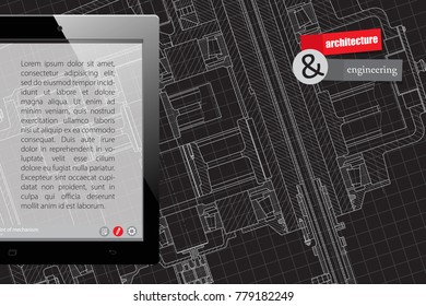 Vector technical blueprint of mechanism. Engineer illustration. Architect background