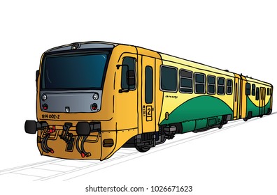 Vector technical illustration of train, locomotive