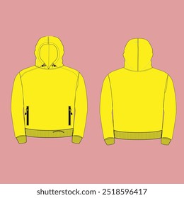  Vector technical sketch. Mockup template.Long Sleeve with Stand Up Collar fleece jersey sweatshirt Jacket Technical Fashion flat sketch Vector illustration template Mock up Cad.