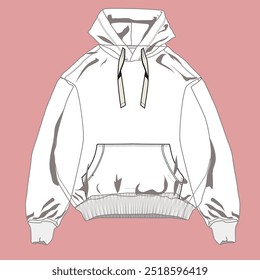  Vector technical sketch. Mockup template.Long Sleeve with Stand Up Collar fleece jersey sweatshirt Jacket Technical Fashion flat sketch Vector illustration template Mock up Cad.