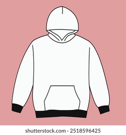  Vector technical sketch. Mockup template.Long Sleeve with Stand Up Collar fleece jersey sweatshirt Jacket Technical Fashion flat sketch Vector illustration template Mock up Cad.