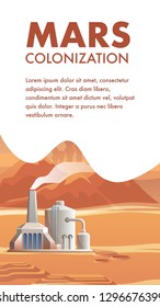 Vector Technical Structure Life Support for Colony. Banner Illustration Mars Colonization. Structure Technical Supply Energy City Settlers Red Planet. Generating Electricity to Sustain Life Mars.
