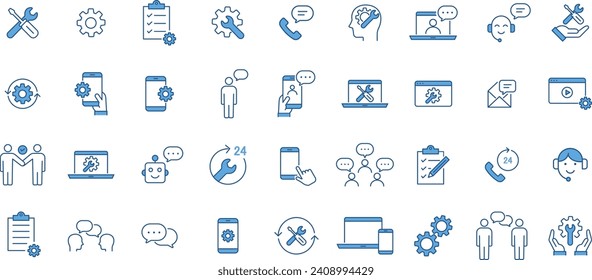 Vector Technical Support Icon Set for Business