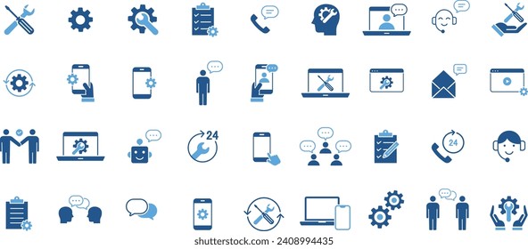 Vector Technical Support Icon Set for Business