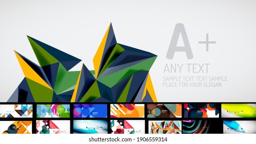Vector techno abstract background set. Trendy templates for business or technology presentation, internet poster or web brochure cover, wallpaper