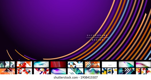 Vector techno abstract background set. Trendy templates for business or technology presentation, internet poster or web brochure cover, wallpaper