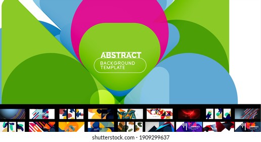 Vector techno abstract background set. Trendy templates for business or technology presentation, internet poster or web brochure cover, wallpaper