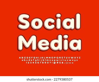 Vector techno emblem Social Media with Modern Font. Trendy style Alphabet Letters, Numbers and Symbols set