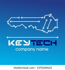 vector of techno key logo with circuit line board pattern.