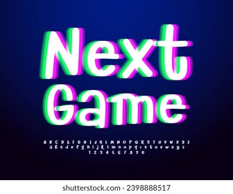 Vector techno logo Next Game. Bright Digital Font. Trendy Alphabet Letters and Numbers set