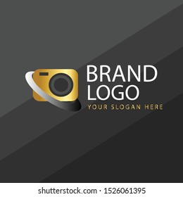 Vector  techno media with combination golden shape. Abstract emblem, design concept, logo, logotype element for template.
