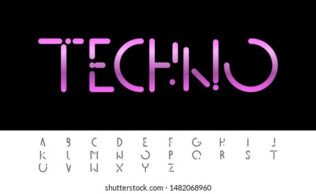 Vector techno minimal font latin letters. Stylish english ABC alphabet.