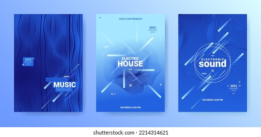 Vector Techno Sound Flyers. Electronic Music Cover. Dance Party