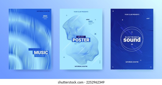 Vector Techno Sound Flyers. Electronic Party Poster. Dance Music