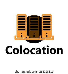 Vector technologic icon - colocation yellow