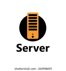 Vector technologic icon - server yellow