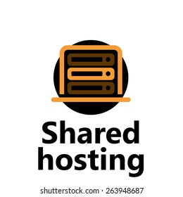 Vector technologic icon - shared hosting yellow