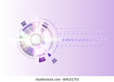 Vector technological abstract background with circular elements. The concept of high-tech networking and high-tech computer. Futuristic interface. Geometrical figures and models.