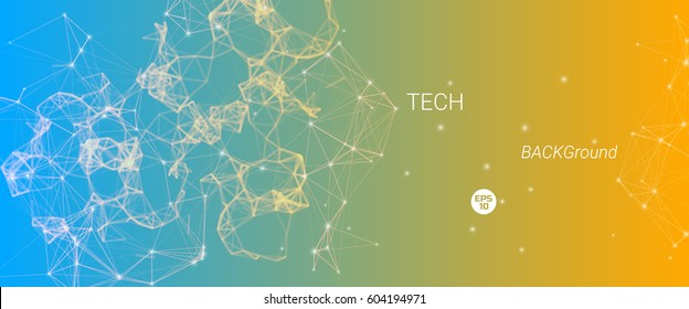 Vector technological banner with particle and polygon