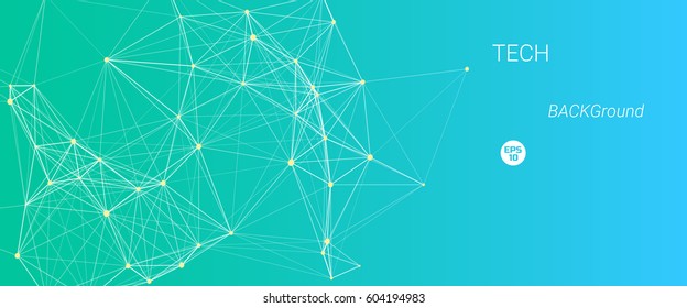 Vector technological banner with particle and polygon